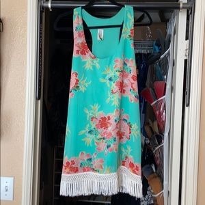Floral dress with fringe